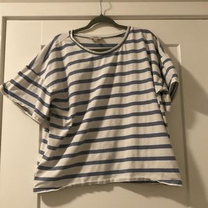 Ann Taylor Loft XL Blue and White Striped Shirt